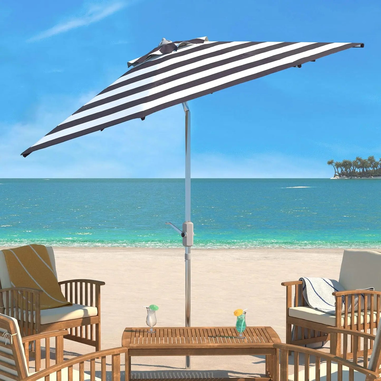 9-inch Auto Tilt Outdoor Umbrella, Fashion Design for Patio and Garden Use