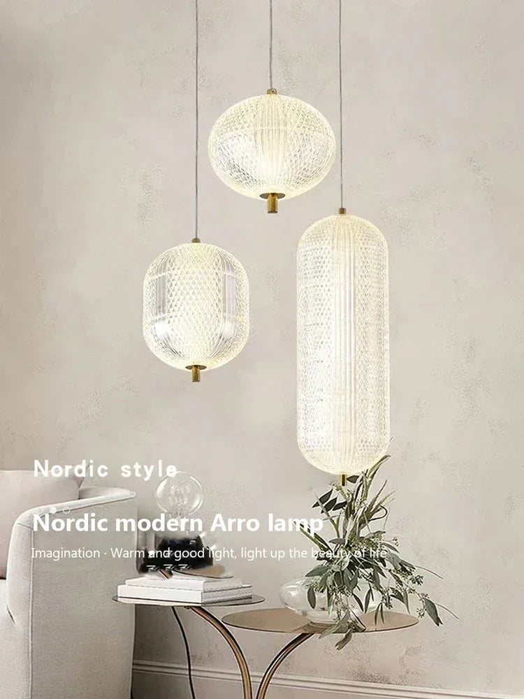Nordic Minimalist LED Glass Chandelier Living Room Dining Room Kitchen Bedside Home Decoration Chandelier