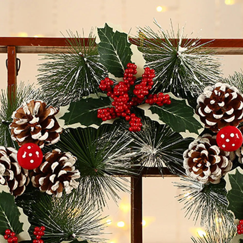 Christmas Wall Hanging Pendants Versatile PVC Door Decor Wreaths Bow/Berry/Santa/Reindeer Artificial for Front Door Wall Window