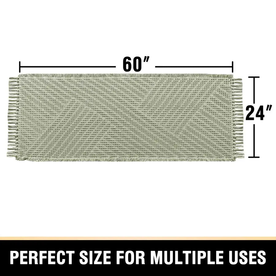 Waffle Bath Runner Rug Long Bath Mat Super Absorbent Boho Bath Rugs Non Slip Bath Runner for Bathroom Floor Machine Washable Dry